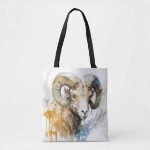 Ram Porträtt Animal Painting Wildlife utomhus Art Tygkasse