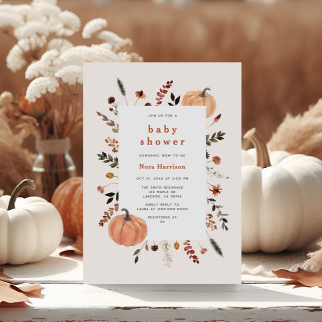 Ram Pumpkin Baby Shower för Blommigt för matsmältn Inbjudningar (Skapare uppladdad)