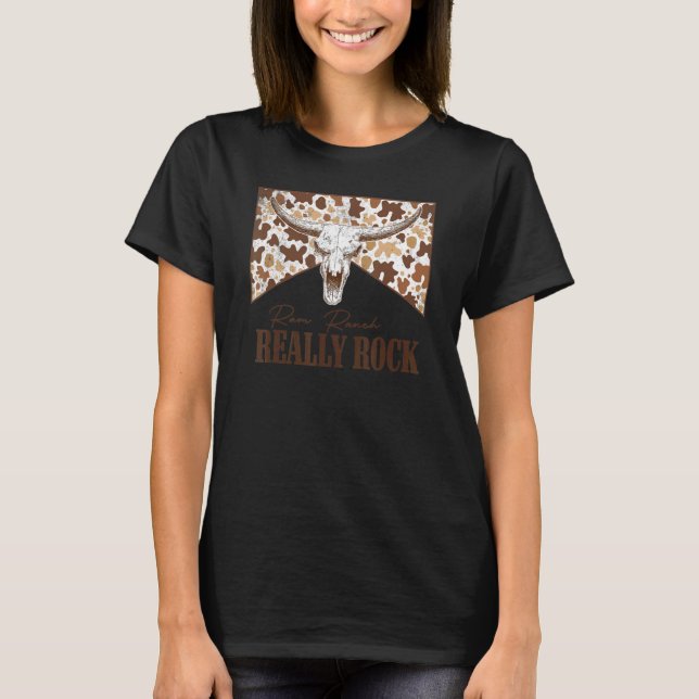 Ram Ranch Verkligen Sten Leopard Bull Skull Land M T Shirt (Framsida)