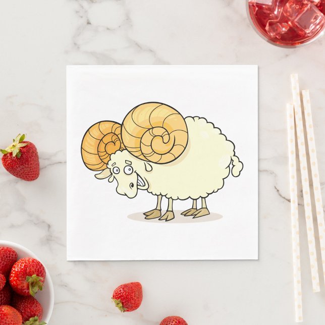 Ram Sheep Papper Napkins Pappersservett (Skapare uppladdad)