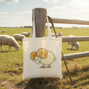 Ram Sheep Tote Bag Tygkasse
