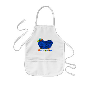 Ram Sheep Year Blue Illustration Kids Apron Barnförkläde