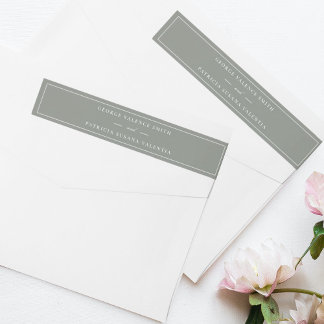 Ram Skript Elegant Grön Vit Bröllop Etikettband