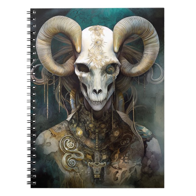 Ram Skull Surreal Fantasy Art Anteckningsbok (Framsidan)