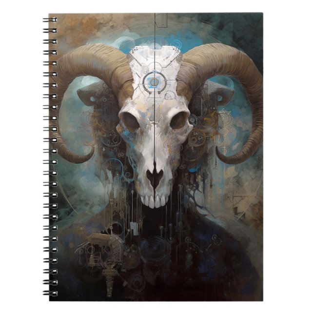 Ram Skull Surreal Fantasy Art Anteckningsbok (Framsidan)