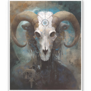 Ram Skull Surreal Fantasy Art Klistermärken