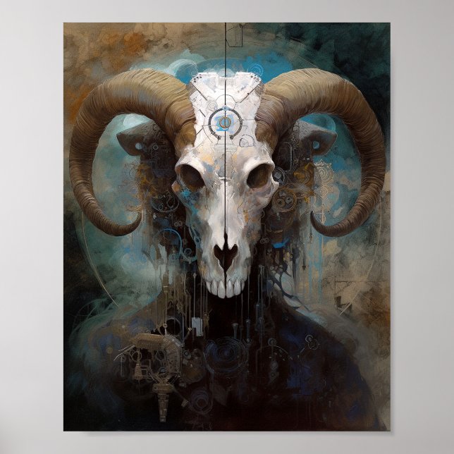 Ram Skull Surreal Fantasy Art Poster (Framsidan)