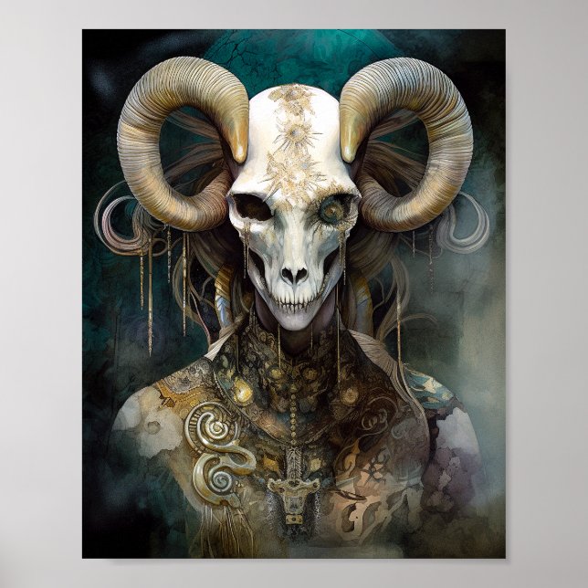 Ram Skull Surreal Fantasy Art Poster (Framsidan)