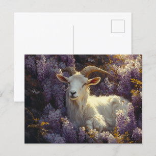 Ram Sleeping in Wisteria Flowers Vykort
