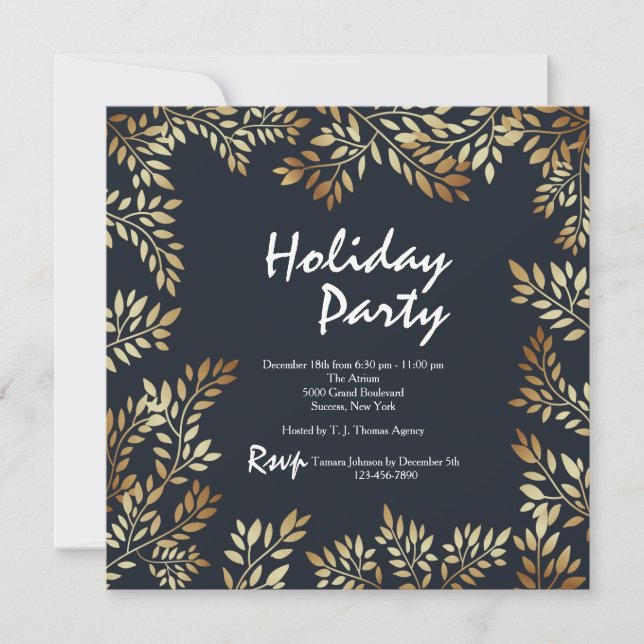 Ram-torginbjudan till Golden Lövs Square Inbjudningar (Framsida)