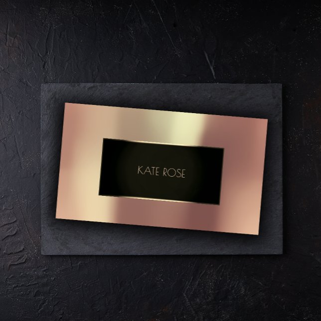 Ram Vip, svart, svarta, Ro, Guld Visitkort (Metallic Rose Gold Black Champaign Frame Vip Business Card)