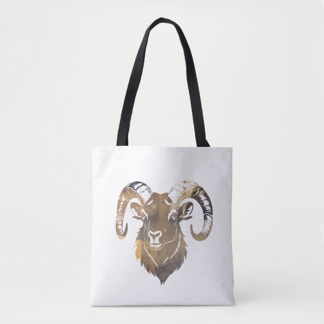 Ram Wildlife Nature Illustration Silhouette Stil Tygkasse (Framsida)