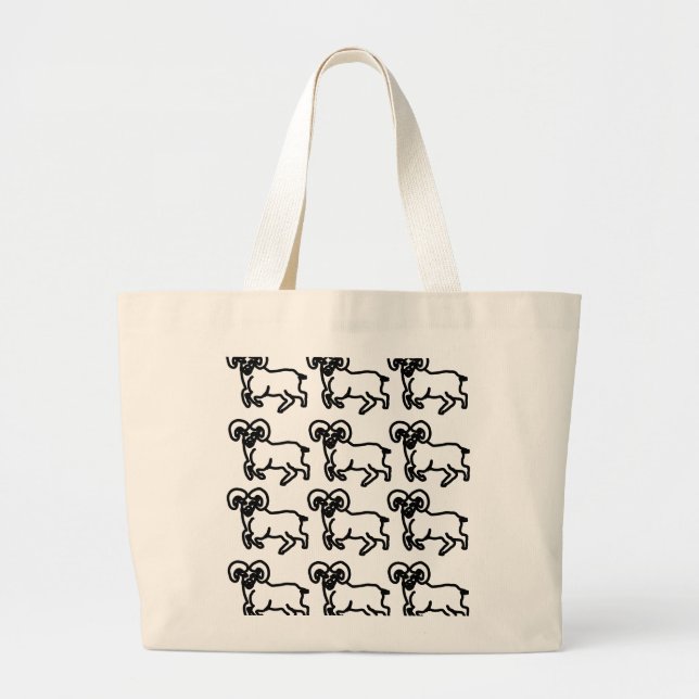 Ram Zodiac Pattern Carry Bag Jumbo Tygkasse (Framsidan)