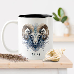 Ram Zodiac Symbol Celestial Fantasy Aries Två-Tonad Mugg