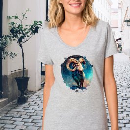 Ram Zodiac Symbol Celestial Fantasy Aries Womens T Shirt