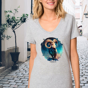 Ram Zodiac Symbol Celestial Fantasy Aries Womens T Shirt