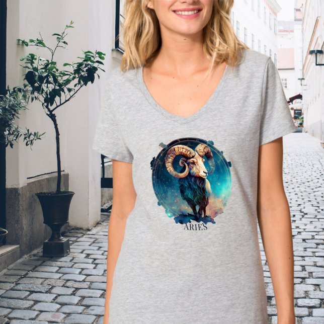 Ram Zodiac Symbol Celestial Fantasy Aries Womens T Shirt (Skapare uppladdad)