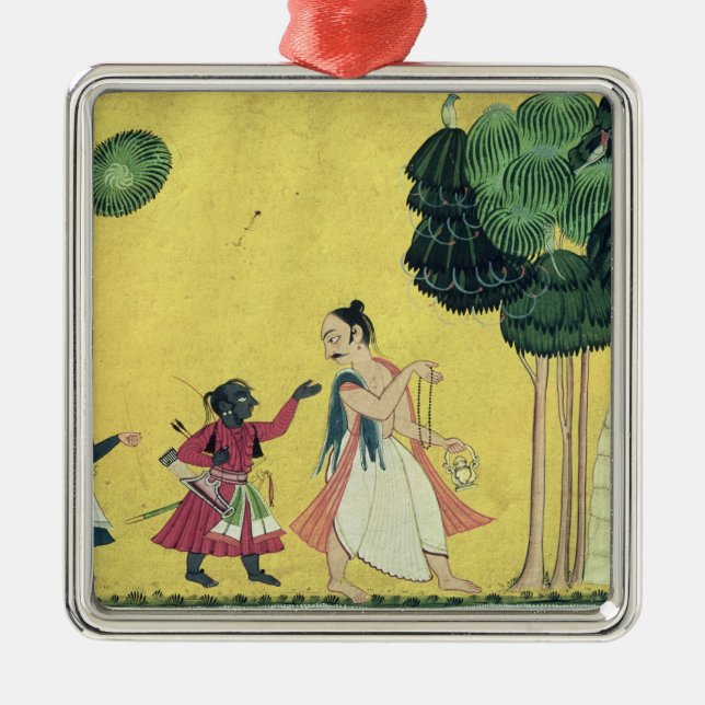 Rama och Lakshmana som medföljs av Visvamitra Julgransprydnad Metall (Framsidan)