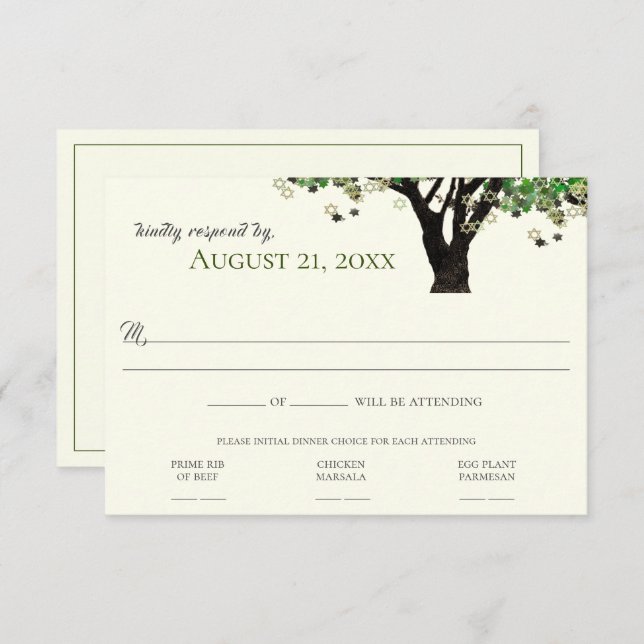 Ramad stjärna av David Mitzvah RSVP  Inbjudningar (Fram/baksida)