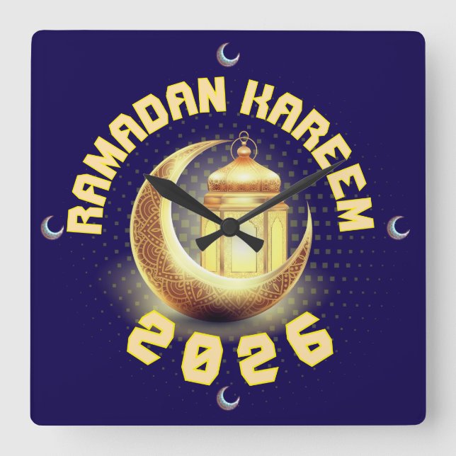 Ramadan 2026-klockan fyrkantig klocka (Framsida)