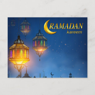 Ramadan Blå Färgglada Lyktor Vykort