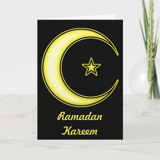 Ramadan Black och Guld Crescent Måne och Star Kort (Framsida)