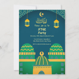 Ramadan Cute Mosque Guld Calligraphy Iftar Party Inbjudningar