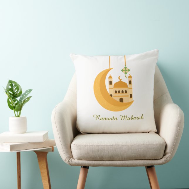 Ramadan Eid Mosque & Moon Accent Pillow Kudde (Stol)