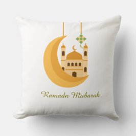 Ramadan Eid Mosque & Moon Accent Pillow Kudde