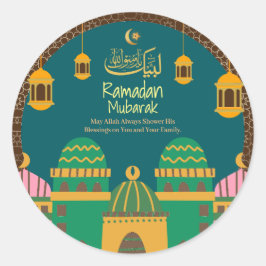Ramadan| Eid Mubarak Golden Calligraphy Maroon Runt Klistermärke