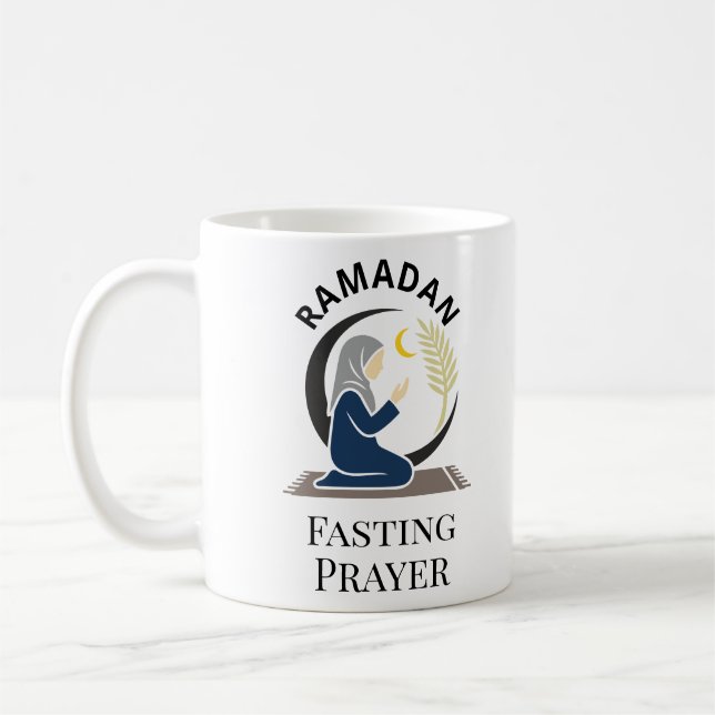 Ramadan Fasta Bön Kvinna Hijab Islamisk Grafik Kaffemugg (Vänster)