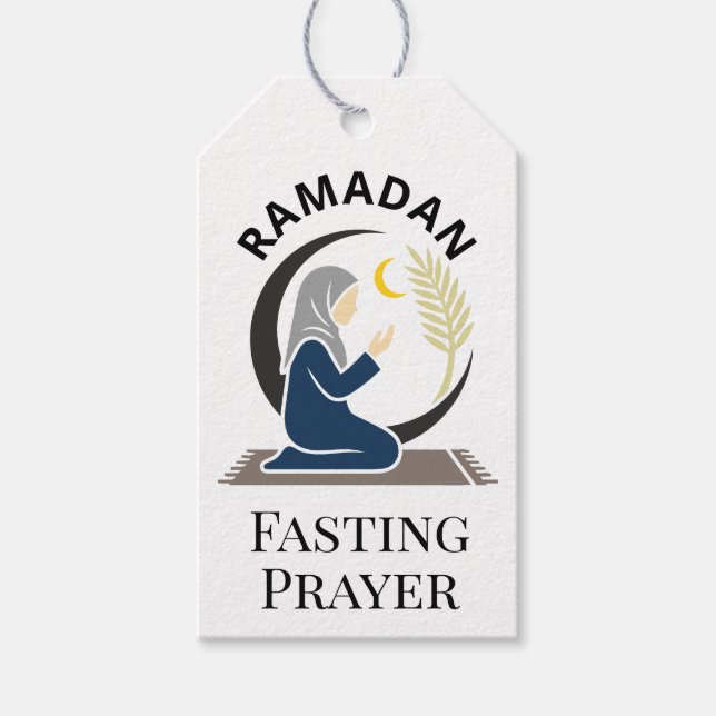 Ramadan Fasta Bön Kvinna Hijab Islamisk Grafik Presentetikett (Framsidan)