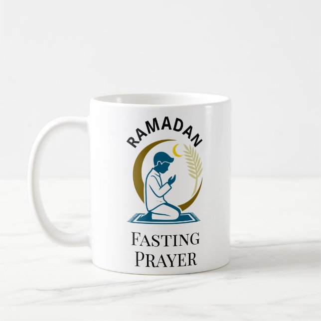 Ramadan fasta bön man islamisk vektor grafik kaffemugg (Vänster)