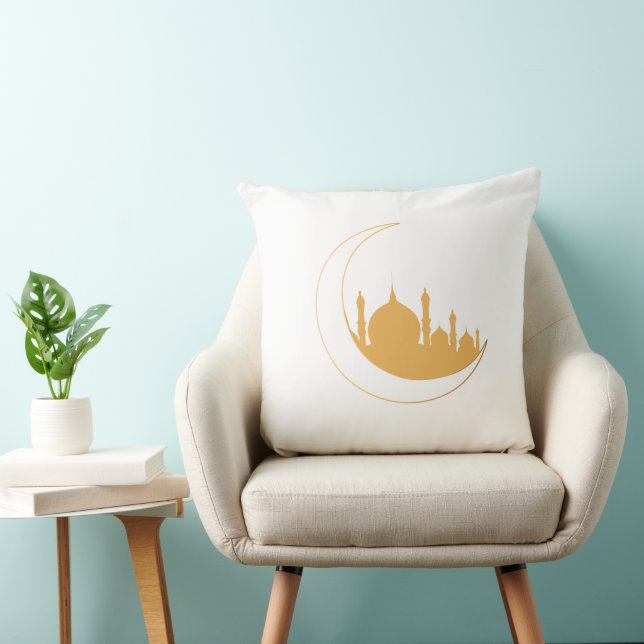 Ramadan Golden Mosque Crescent Pillow Kudde (Stol)