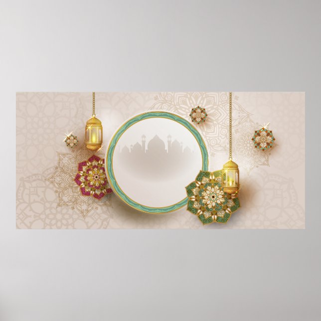 Ramadan Guld Red och Grönt Poster (Framsidan)