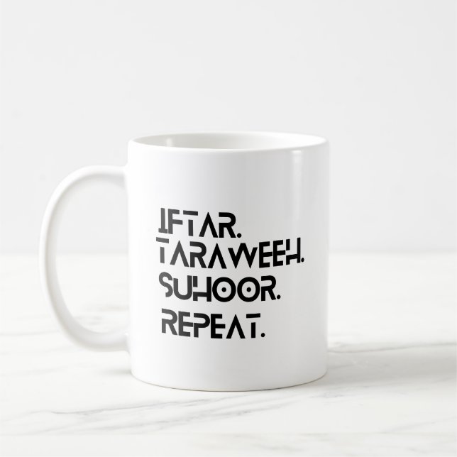 Ramadan Iftaar Taraweeh Suhoor Repeat Coffee Mugg (Vänster)