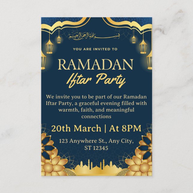 Ramadan Iftar-inbjudan kort (Framsida)