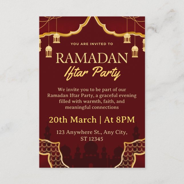 Ramadan Iftar-inbjudan kort (Framsida)