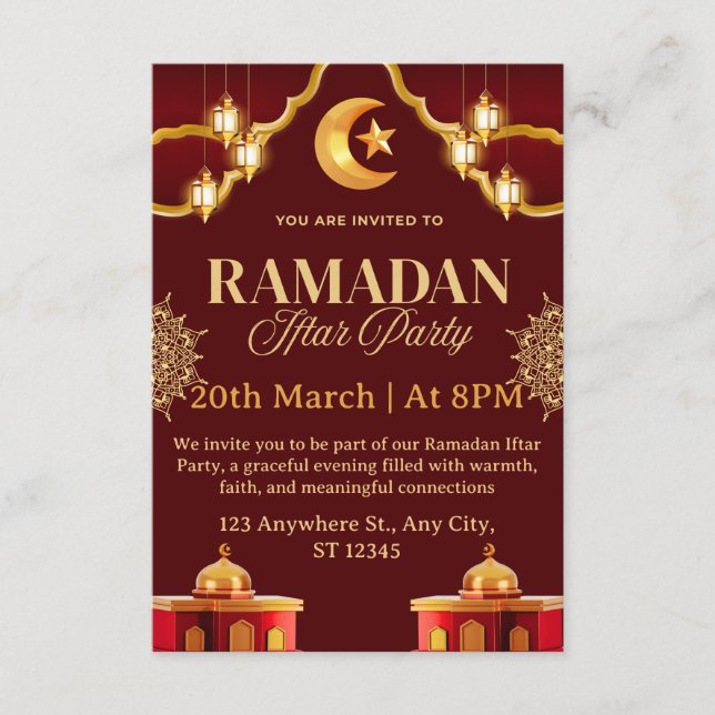 Ramadan Iftar Invitation Card Inbjudningar (Framsida)
