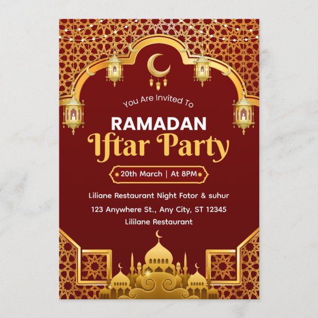 Ramadan Iftar Invitation Card Inbjudningar (Framsida)