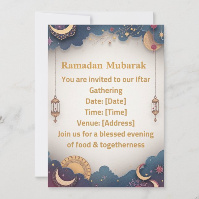 Ramadan Iftar Invitation | Elegant Islamic Gold  Inbjudningar (Framsida)