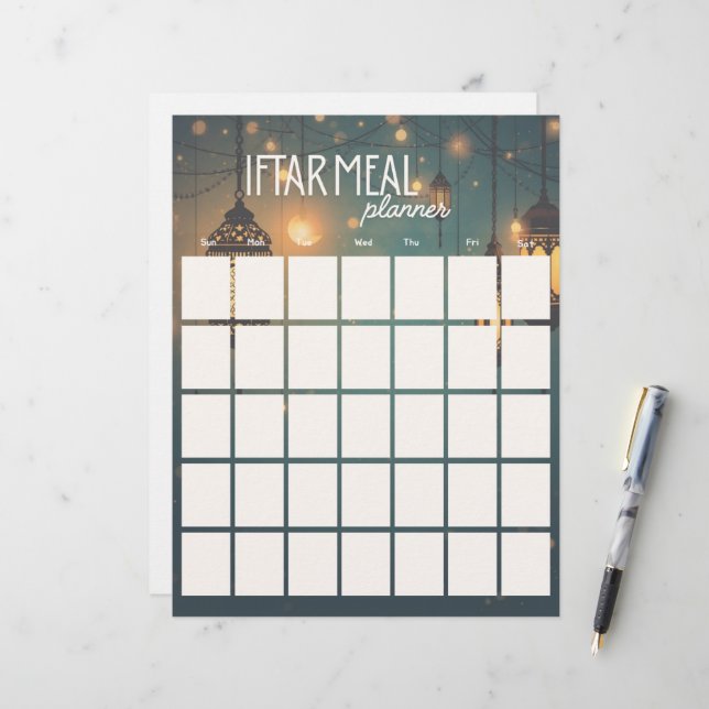 Ramadan Iftar Meal Planner-paper sheet  (Fram/Back In Situ)