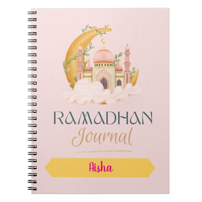 Ramadan journal med rosa moské anteckningsbok (Framsidan)