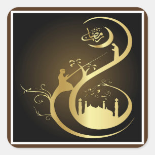 Ramadan Kareem Calligraphy Fyrkantigt Klistermärke
