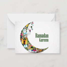 Ramadan Kareem Colorful Crescent Anteckningskort