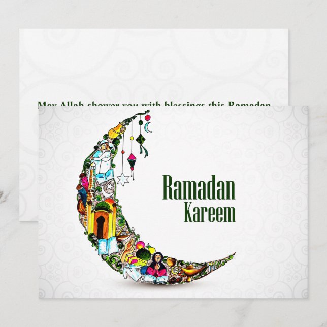 Ramadan Kareem Colorful Crescent Julkort (Fram/baksida)