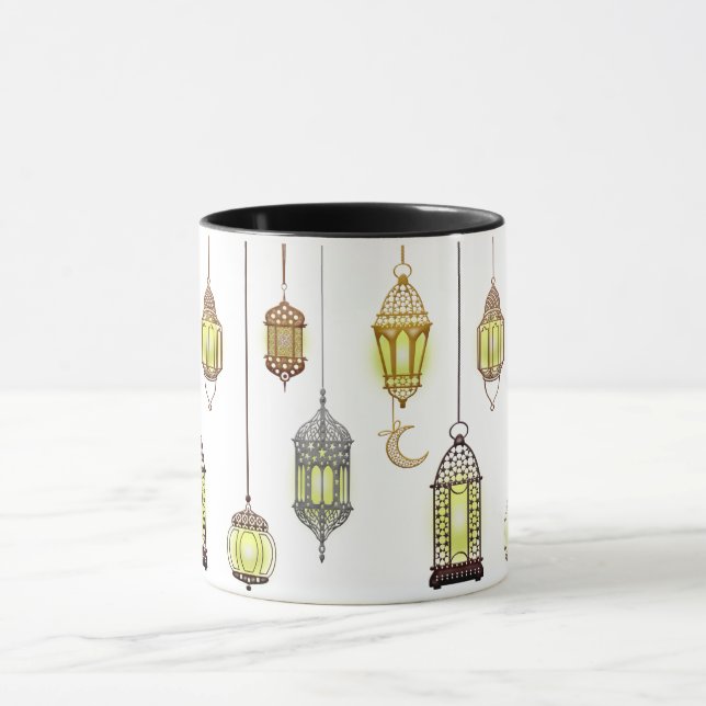 Ramadan Kareem Crescent Lanterns Mubarak Islamic Mugg (Center)