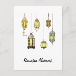 Ramadan Kareem Crescent Lanterns Mubarak Islamic Vykort