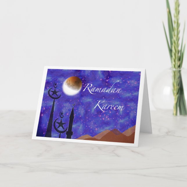 Ramadan Kareem, Crescent Måne och Minarets Kort (Framsida)