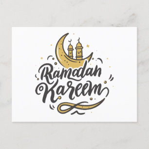 Ramadan Kareem Crescent Måne siktade Fasting Helg Vykort